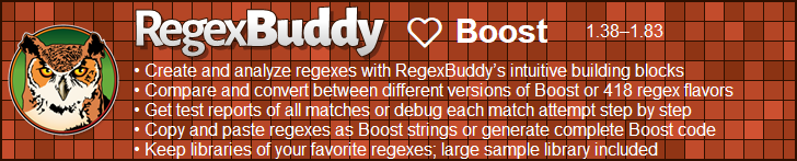 RegexBuddy—The best regex editor and tester for Boost developers!
