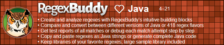 RegexBuddy—The best regex editor and tester for Java developers!
